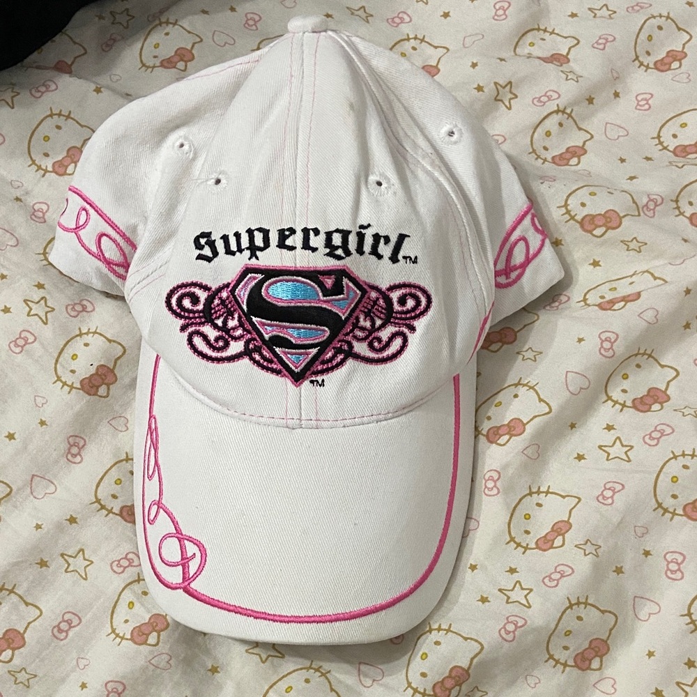 Supergirl White and Pink Cap